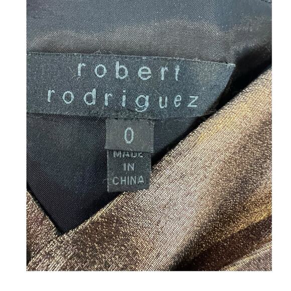 ROBERT RODRIGUEZ Metallic Mini Cocktail Dress One Shoulder Sheath Bronze Size 0 - Picture 8 of 16